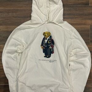 Ralph Lauren White Hoodie with Polo Bear